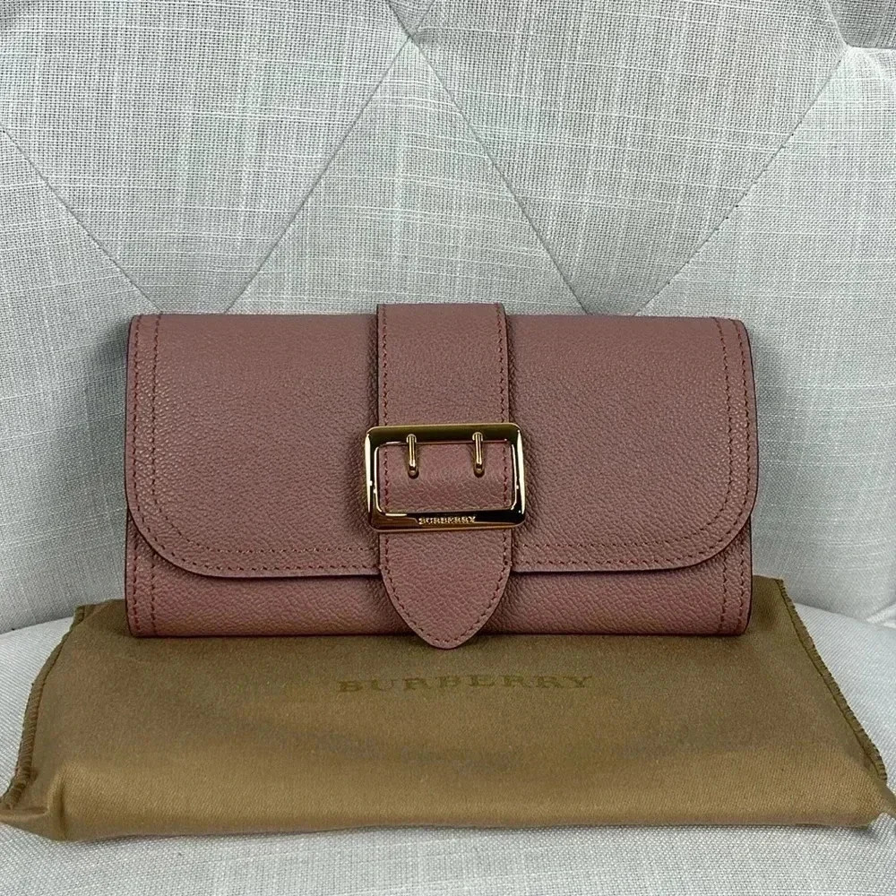 NWT Authentic Burberry Dusty Pink Hamilton Soft Grain Leather Wallet Bi-fold